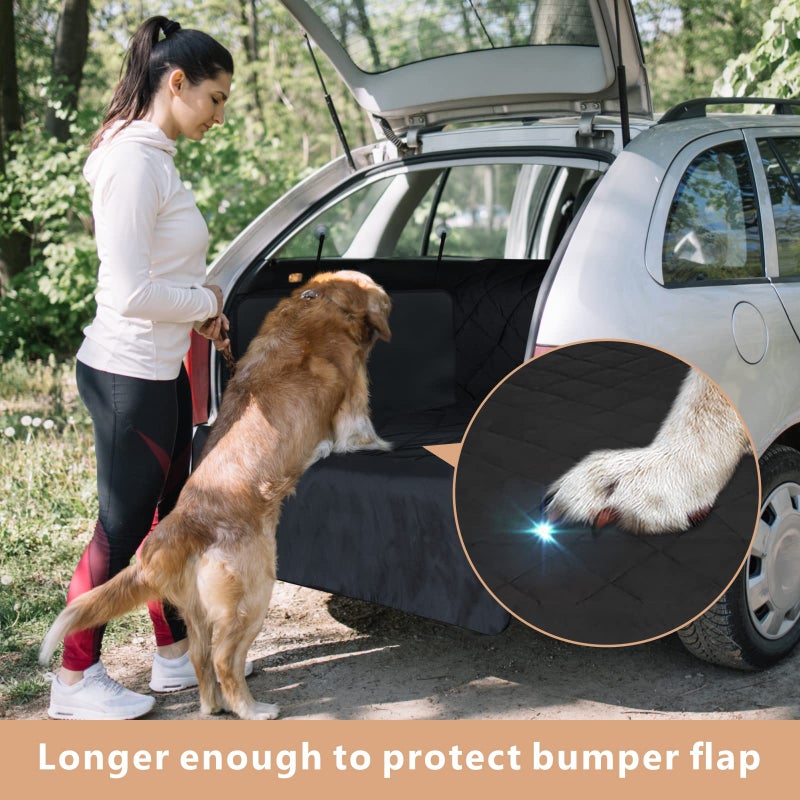 F-color SUV Cargo Liner for Dogs - Waterproof Pet Cargo Liner, Comfort Dog Cargo Cover with Bumper Flap Protector, Scrachproof Non-Slip Universal Fit SUVs Sedans Trunks Vans, Black - Image 5